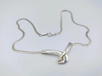 Zilveren ketting met gevlochten designhanger, 39 cm, 925 beschikbaar voor biedingen