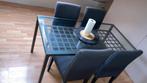 Eettafel met glasblad 4 stoellen, Huis en Inrichting, Tafels | Eettafels, Ophalen, 50 tot 100 cm, Rechthoekig, Glas