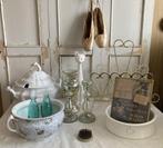 Brocante dekschaal - schaal - vazen - kandelaars - poes, Ophalen of Verzenden