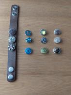 Verstelbare, bruin leren armband met drukkers, Ophalen of Verzenden, Overige merken