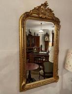 Goudkleurige kuifspiegel met facet geslepen spiegel 156x85, Ophalen, Rechthoekig, 50 tot 100 cm, 150 tot 200 cm