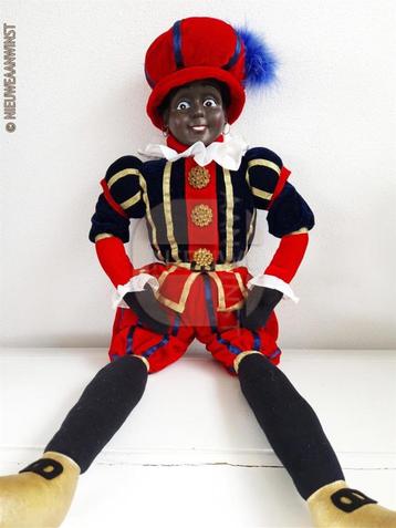 Authentieke V&D etalage zwarte Piet pop - 85cm, rood/blauw beschikbaar voor biedingen