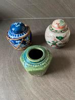 Vintage Aziatische Potjes met Deksel - Set van 3, Ophalen of Verzenden