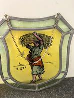Twee glas in lood raamhangers, Antiek en Kunst, Antiek | Glas en Kristal, Ophalen of Verzenden