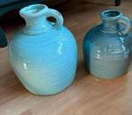 2 mooie blauwe aardewerk kruikvazen ZGAN, Huis en Inrichting, Woonaccessoires | Vazen, Blauw, Aardewerk of Porselein, Ophalen of Verzenden