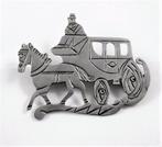 Antieke 800 zilver broche koets met paard, rijtuig (2654), Ophalen, Zilver, Broche
