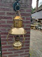 Antieke koperen olielamp, scheepslamp., Antiek en Kunst, Ophalen of Verzenden
