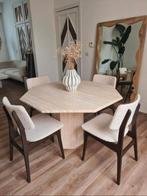 Vintage Traventin eettafel, Huis en Inrichting, Tafels | Eettafels, Ophalen, Rond, Zo goed als nieuw, 100 tot 150 cm