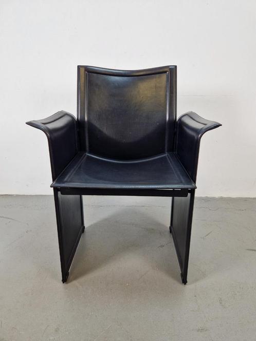 Modern Korium stoel leer Tito Agnoli Matteo Grassi ´70 zwart, Huis en Inrichting, Stoelen, Gebruikt, Eén, Leer, Metaal, Overige materialen