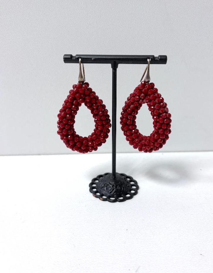 LOTT GIOIELLI rood oorbellen, Sieraden, Tassen en Uiterlijk, Oorbellen, Zo goed als nieuw, Hangers, Zilver, Rood, Ophalen of Verzenden