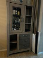 Hoge vitrine kast hout, Ophalen, Gebruikt, 50 tot 100 cm, 150 tot 200 cm