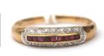Mooie aparte gouden ring met robijn, Ophalen, Gebruikt, Geel, 17 tot 18