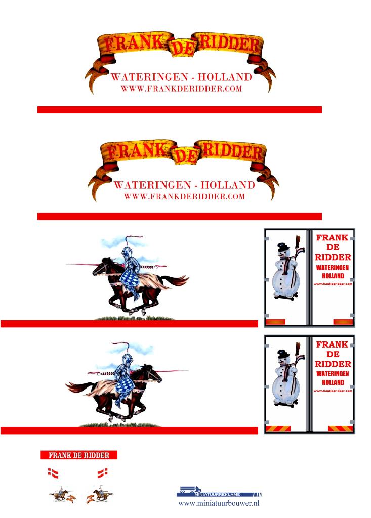 Vrachtauto decal 1:50 Frank de Ridder transport ( type 4 ), Verzenden, Nieuw, Bus of Vrachtwagen, Overige merken