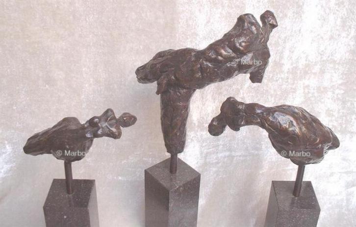 drie bronzen beelden, Antiek en Kunst, Kunst | Beelden en Houtsnijwerken, Ophalen