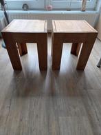 Teakhouten bijzettafels, Huis en Inrichting, Tafels | Bijzettafels, Ophalen, Vierkant, Minder dan 55 cm, 45 tot 60 cm