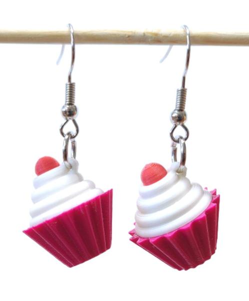 Cupcake fel roze OORBELLEN super cute!!!, Sieraden, Tassen en Uiterlijk, Oorbellen, Nieuw, Hangers, Overige materialen, Roze, Verzenden