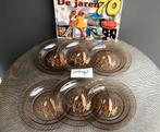 6 Vintage Arcoroc tarwe haver ontbijt borden rookglas, Ophalen of Verzenden, Bord(en), Overige stijlen, Glas