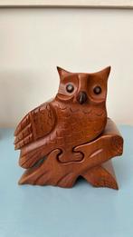 Vintage houten puzzel trinket box doosje uil, Verzamelen, Dierenverzamelingen, Ophalen of Verzenden, Gebruikt, Vogel, Beeldje of Figuurtje