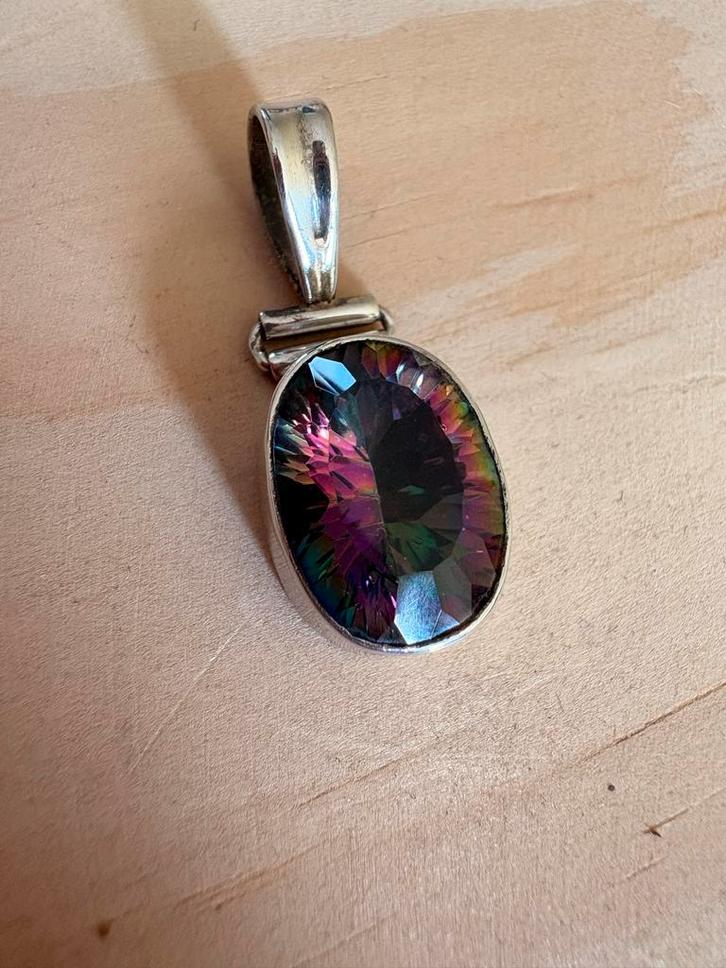 Zilveren Hanger Mystic Topaas 925, Sieraden, Tassen en Uiterlijk, Kettinghangers, Zo goed als nieuw, Zilver, Overige kleuren, Overige voorstellingen