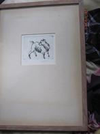 In beuken houten lijstje leuk etsje v/e Geitje, Antiek en Kunst, Kunst | Etsen en Gravures, Ophalen of Verzenden