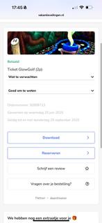Glow golf tickets voor 2, Tickets en Kaartjes, Twee personen, Ticket of Toegangskaart