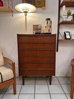 Deense vintage ladekast 1960 teak, Huis en Inrichting, Gebruikt, Teakhout, 3 of 4 laden, X