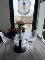 Zwarte ronde tafel 110 cm, Huis en Inrichting, Ophalen, Gebruikt, Rond, Vier personen