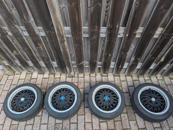 BBS RA 4x100 Velgen met Banden, Auto-onderdelen, Banden en Velgen, Banden en Velgen, Winterbanden, 15 inch, Personenwagen, Gebruikt