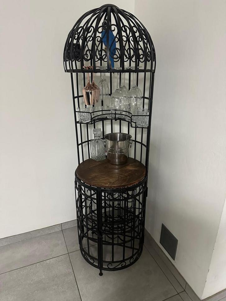 Metalen wijnkast, Huis en Inrichting, Woonaccessoires | Wijnrekken, Zo goed als nieuw, Minder dan 50 cm, Metaal, Ophalen