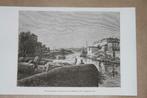 Antieke gravure - Gezicht op rivier de Tiber in Rome 1872 !!, Ophalen of Verzenden
