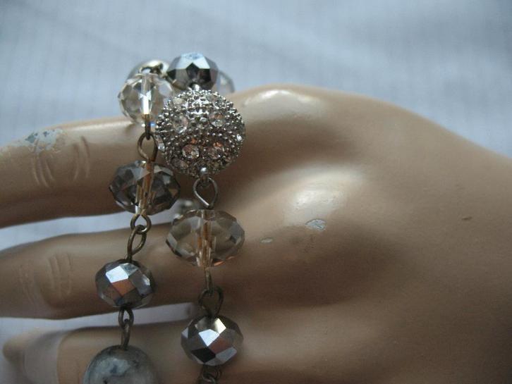 Ketting Glanzend Kralen Schakel  Strass Magneetsluiting, Sieraden, Tassen en Uiterlijk, Kettingen, Zo goed als nieuw, Overige materialen