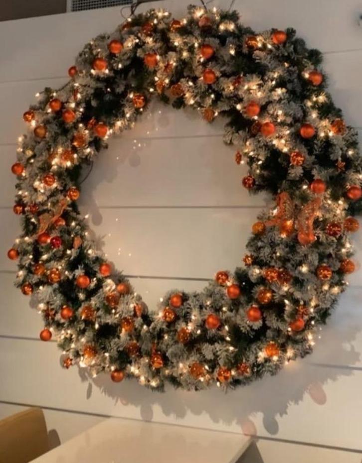 Mega Kerstkrans – 160x150cm | Met Warm LED Licht, Diversen, Kerst, Zo goed als nieuw, Ophalen