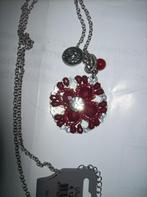 Ketting Zilverkleur Hanger Rood Wit Steen en Kristal, Sieraden, Tassen en Uiterlijk, Kettingen, Verzenden, Met edelsteen, Nieuw