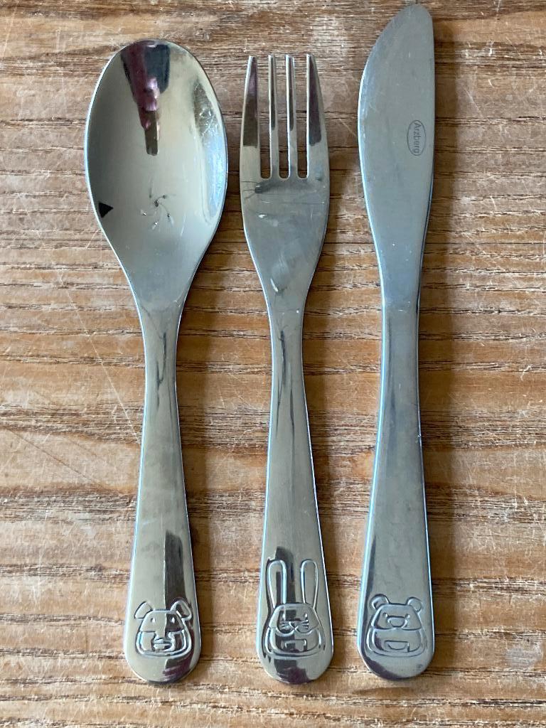 Kinderbestek besteksetje bestek Arzberg - mes vork lepel, Ophalen of Verzenden, Zo goed als nieuw, Rvs of Chroom, Vaatwasserbestendig