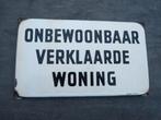 Emaille Bordje " Onbewoonbaar Verklaarde Woning " Zie txt  ., Antiek en Kunst, Antiek | Emaille, Verzenden
