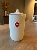 Douwe Egberts, zware witte keramieken voorraadpot koffiepot, Huis en Inrichting, Keramiek, Overige typen, Ophalen of Verzenden