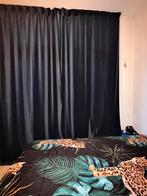 2 Gordijnen donkerblauw/met plooiband, 140x300 cm, Ophalen of Verzenden, Zo goed als nieuw, 200 cm of meer
