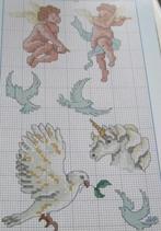 Borduurpatroon  Duif Eenhoorn  Engelen Bloemen nr 5517, Hobby en Vrije tijd, Borduren en Borduurmachines, Verzenden, Nieuw, Handborduren