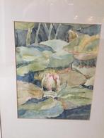 De zomer op z'n mooist: aquarel met waterlelies, Antiek en Kunst, Kunst | Schilderijen | Klassiek, Ophalen of Verzenden