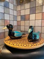 2 porseleinen sier eenden,handmade in Belgium,lang 25 en 22, Ophalen of Verzenden