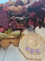 Armband met paarse roosjes - 16 cm, Paars, Nieuw, Ophalen of Verzenden, Elastiek