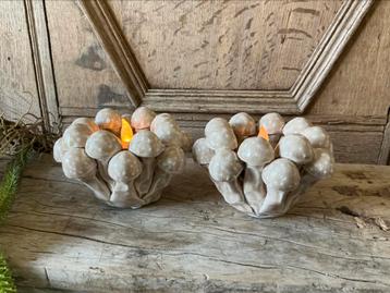 NIEUW set luxe waxinelichthouders met paddestoelen beschikbaar voor biedingen