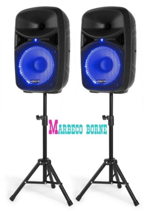 Actieve Speaker set, Luidsprekers, 10" LED, Kabels, VPS102A, Audio, Tv en Foto, Luidsprekers, Nieuw, Front, Rear of Stereo speakers