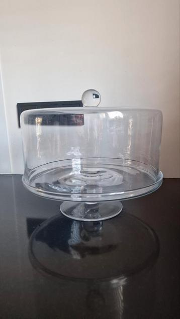 Glazen taart, hapjes, kaas plateau 30cm met stolp / etagère beschikbaar voor biedingen