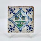 17e eeuwse bloemtegel, Ophalen of Verzenden