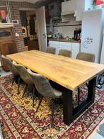 Eiken eettafel met 6 stoelen - 90x220 cm, Huis en Inrichting, Gebruikt, Eikenhout, 200 cm of meer, Vijf personen of meer