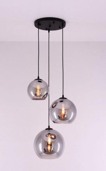 Hanglamp met 3 rookglas bollen - verstelbaar beschikbaar voor biedingen