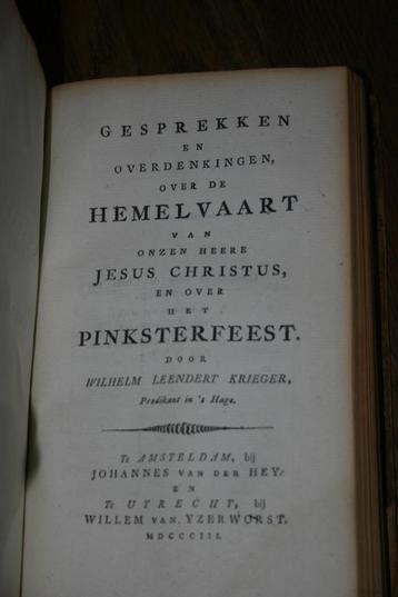 W.L. Krieger - Twee werken in één band (1803)  beschikbaar voor biedingen