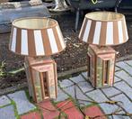 te koop set bruin wit schemerlampen 45 cm hoog, Ophalen of Verzenden, Zo goed als nieuw, Hout, Minder dan 50 cm