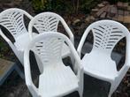 4 witte stapelbare tuinstoelen, Tuin en Terras, Tuinstoelen, Ophalen, Gebruikt, Kunststof, Stapelbaar